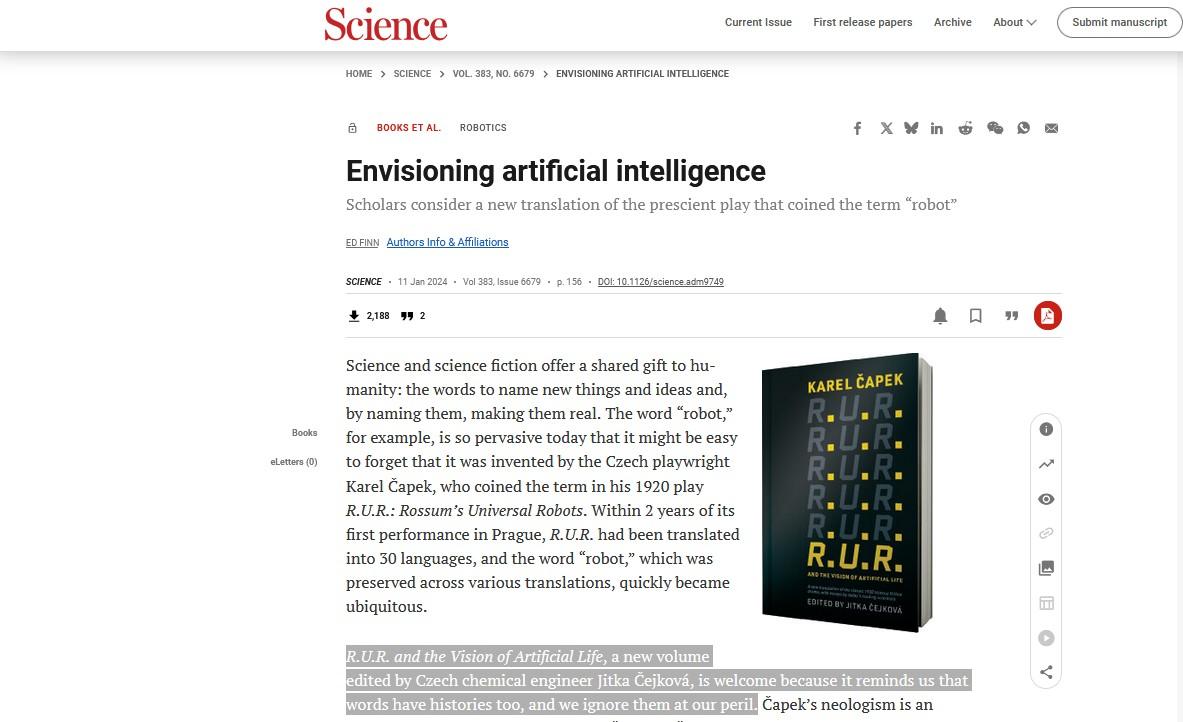 Jitka’s book reviewed in Science!
